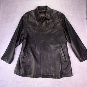 VTG Couture by J Park Men's Lambskin Leather Jacket Size XL Black FullZip Button